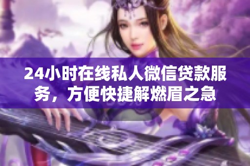 24小时在线私人微信贷款服务，方便快捷解燃眉之急