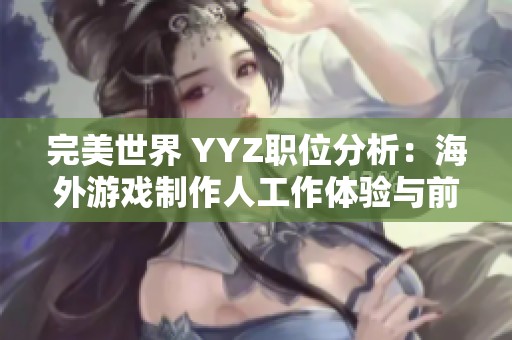 完美世界 YYZ职位分析：海外游戏制作人工作体验与前景评估