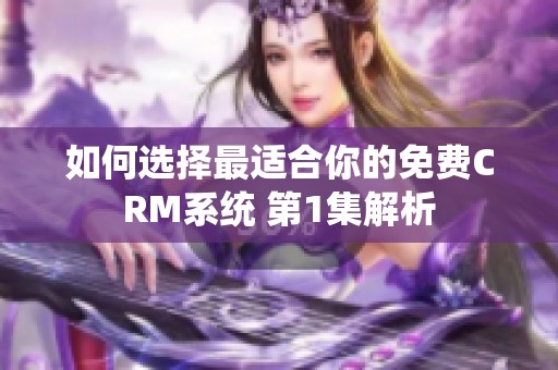 如何选择最适合你的免费CRM系统 第1集解析