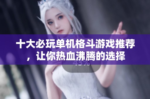 十大必玩单机格斗游戏推荐，让你热血沸腾的选择
