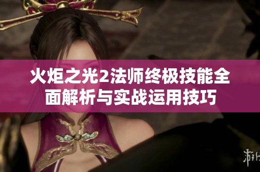 火炬之光2法师终极技能全面解析与实战运用技巧