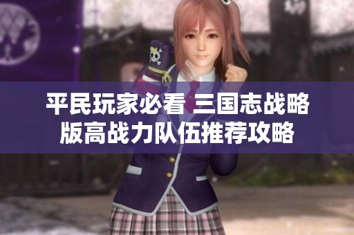 平民玩家必看 三国志战略版高战力队伍推荐攻略