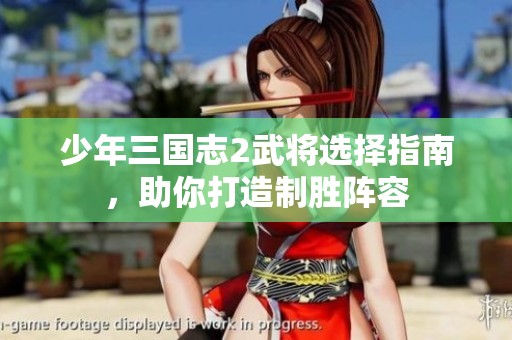 少年三国志2武将选择指南，助你打造制胜阵容