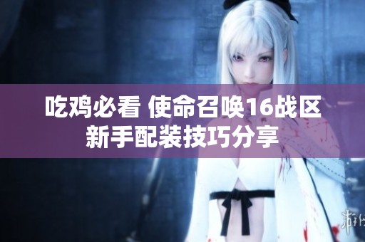 吃鸡必看 使命召唤16战区新手配装技巧分享