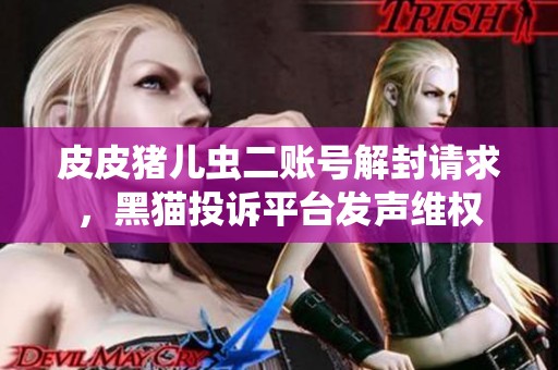 皮皮猪儿虫二账号解封请求，黑猫投诉平台发声维权